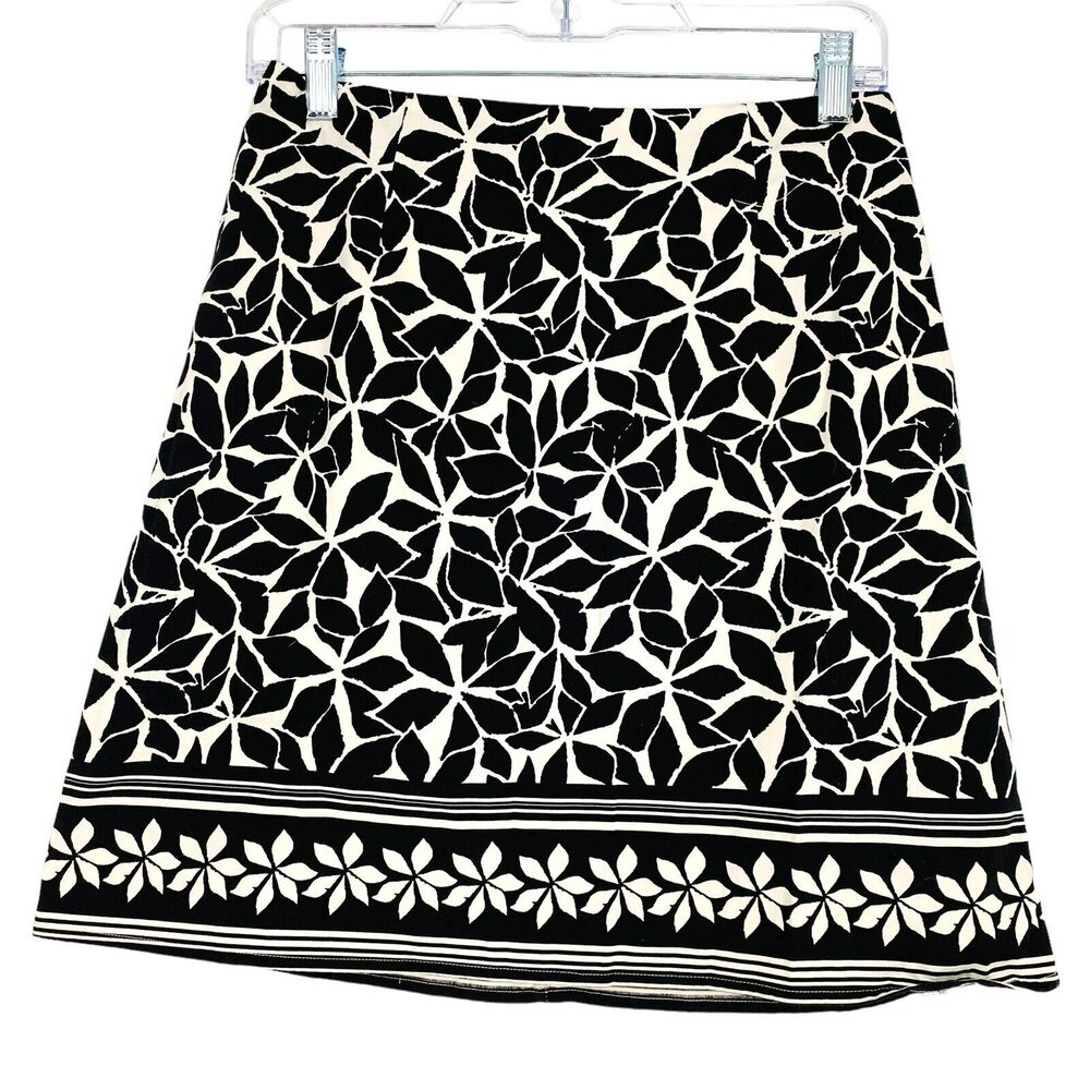 The Limited A-Line Skirt Women Small 0 Floral Black White